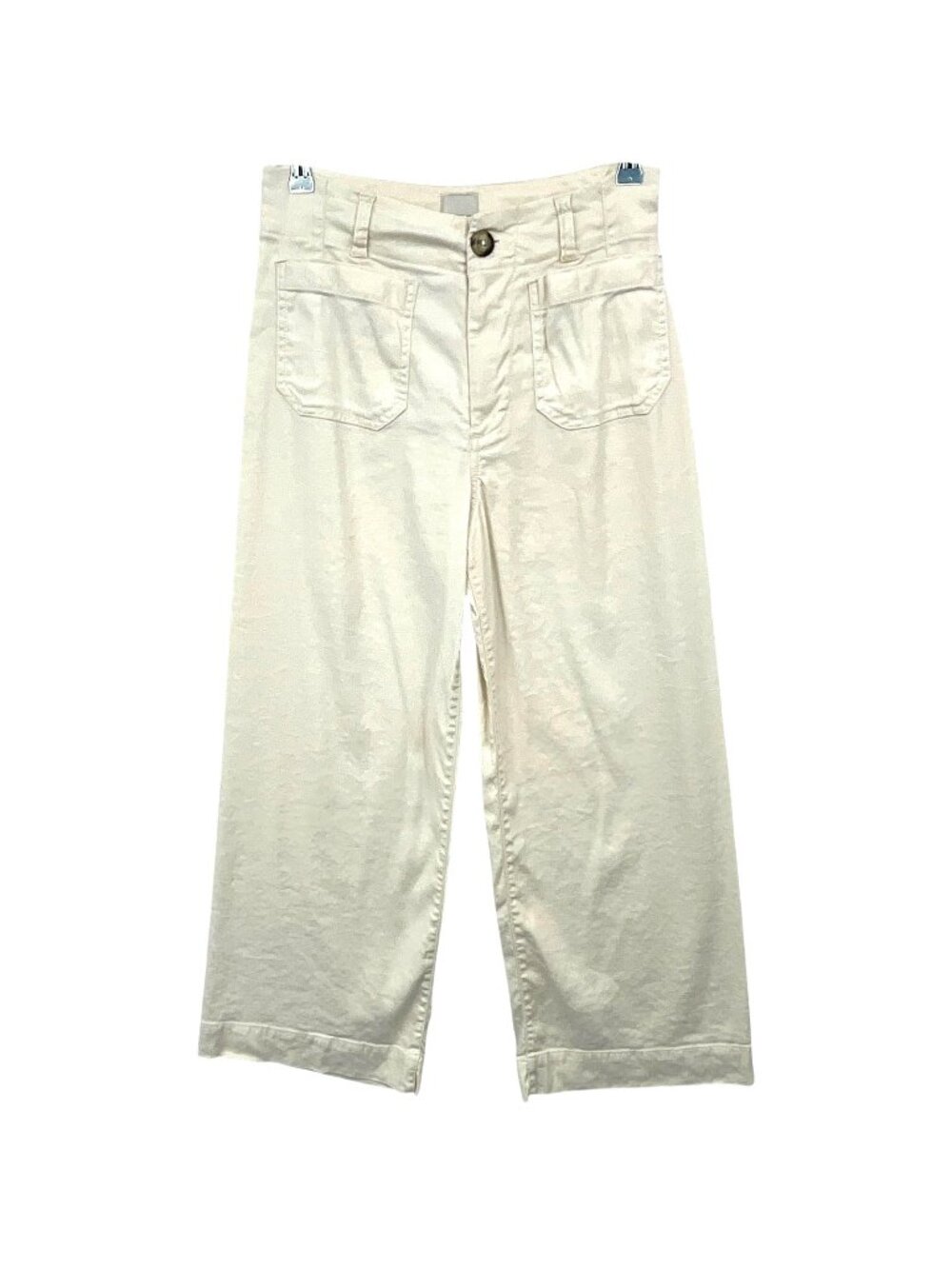 Maeve The Colette Pants Womens 26 White Linen Blend Cropped Wide Leg Twill